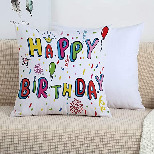 2er-Set Dekorativ Kissenbezug 45x45 cm,Geburtstag Dekorationen, Regenbogen farbige süße Buchstabe,Polyester Kissenbezüge Dekokissen Kissenhülle Set Kissen Fall für Sofa Auto Schlafzimmer Zuhause Dekor von GOSUNA