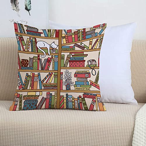 2er-Set Dekorativ Kissenbezug 45x45 cm,Katzenliebhabersammlung, Nerd-Buchliebhaber Kitty, die übe,Polyester Kissenbezüge Dekokissen Kissenhülle Set Kissen Fall für Sofa Auto Schlafzimmer Zuhause Dekor von GOSUNA