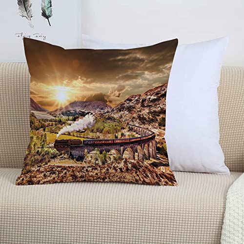 2er-Set Dekorativ Kissenbezug 45x45 cm,Wizard School Express Berühmte Eisenbahn Dampf Great View,Polyester Kissenbezüge Dekokissen Kissenhülle Set Kissen Fall für Sofa Auto Schlafzimmer Zuhause Dekor von GOSUNA