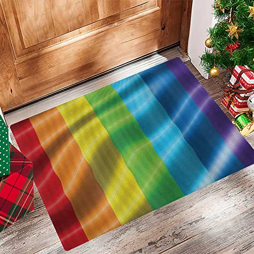 Badezimmerteppich 60x100 cm,Badematte rutschfest,Weicher Badvorleger,Regenbogen-Stolz-Flaggen-inspiriertes Design mit Regenbogenfarb,Mikrofaser Absorbent Badteppich für Badewanne,Dusche und Badezimmer von GOSUNA