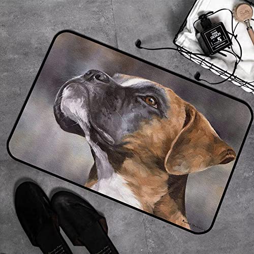 GOSUNA Memory Foam Badezimmer- 40 x 60 cm,Boxer Hund Haustier Portrait Künstler Hund Haustier Tier Natur Säugetier,Badteppich Saugfähige Rutschfester Badvorleger Waschbar Badematte von GOSUNA