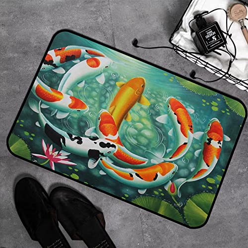 GOSUNA Memory Foam Badezimmer- 40 x 60 cm,Fantastisches Japanisches Koi-Fisch-Design,Badteppich Saugfähige Rutschfester Badvorleger Waschbar Badematte von GOSUNA