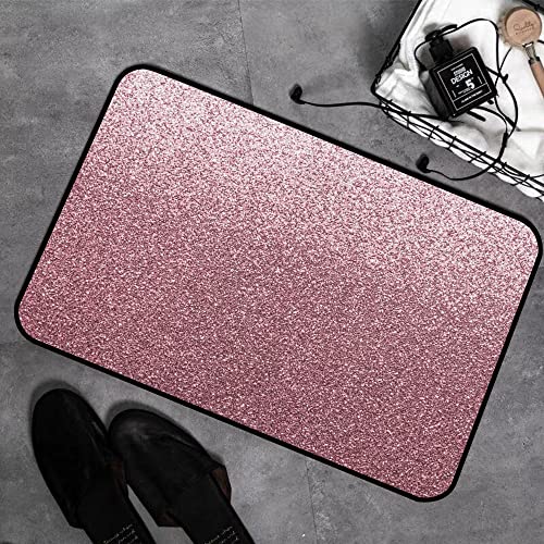 GOSUNA Memory Foam Badezimmer- 40 x 60 cm,Rose Gold Pink Glitter Textur Hintergrund Glänzende Metallic-Verpackung,Badteppich Saugfähige Rutschfester Badvorleger Waschbar Badematte von GOSUNA