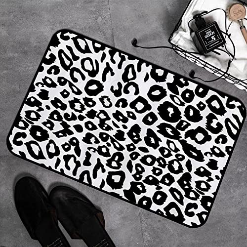 GOSUNA Memory Foam Badezimmer- 40 x 60 cm,Schwarz-Weiß-Leoparden-Print,Badteppich Saugfähige Rutschfester Badvorleger Waschbar Badematte von GOSUNA