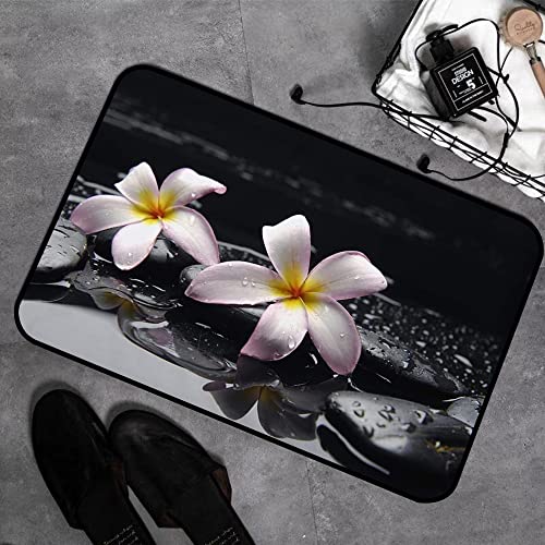 GOSUNA Memory Foam Badezimmer- 40 x 60 cm,Stillleben mit Zwei Frangipani und schwarzen Kieselsteinen,Badteppich Saugfähige Rutschfester Badvorleger Waschbar Badematte GOSUNA Memory Foam Badezimmer- 40 x 60 cm,Stillleben mit Zwei Frangipani und schwarzen Kieselsteinen,Badteppich Saugfähige Rutschfester Badvorleger Waschbar Badematte von GOSUNA