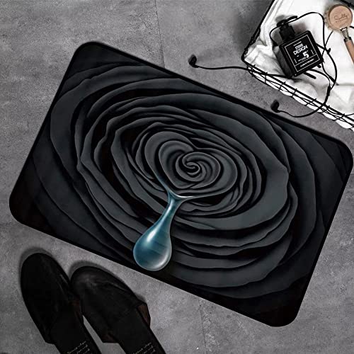 GOSUNA Memory Foam Badezimmer- 40 x 60 cm,Traurige Schwarze Rose,Badteppich Saugfähige Rutschfester Badvorleger Waschbar Badematte von GOSUNA