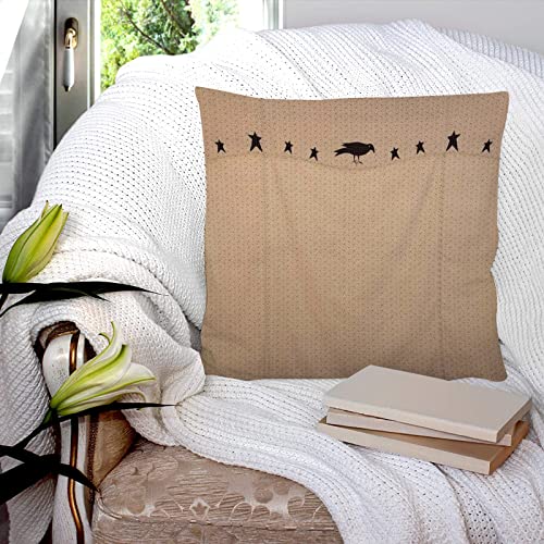 Kissenbezug 45x45 cm,Primitive Crow Star Pocket Nature Country Schwarz, Kissenbezug Dekorative Quadrat Sofa Kissenbezug für Home Decor Favor, mit unsichtbarem Reißverschluss von GOSUNA