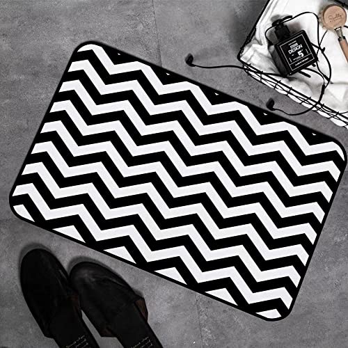 Memory Foam Badezimmer- 40 x 60 cm,Geometrisches Zickzack-Muster Schwarz-Weiß-Weinlese-abstrakte Form Künstlerischer klassischer Kontr,Badteppich Saugfähige Rutschfester Badvorleger Waschbar Badematte Memory Foam Badezimmer- 40 x 60 cm,Geometrisches Zickzack-Muster Schwarz-Weiß-Weinlese-abstrakte Form Künstlerischer klassischer Kontr,Badteppich Saugfähige Rutschfester Badvorleger Waschbar Badematte von GOSUNA