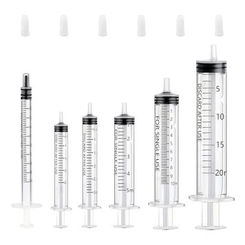 18 Stück Spritzen Set, 1ML 2ML 3ML 5ML 10ML 20ML Wiederverwendbare Spritze, Plastikspritze Ohne Nadel, Aufziehspritze für Flüssigkeitsmaß Labor Pflanzenbewässerung Tierfütterung von GOTFUN