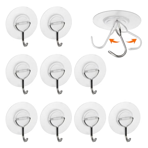 GOTFUN 10 Stück Selbstklebende Haken,Wasserdichter Klebehaken Extra Stark Haken Wandhaken Selbstklebend für Küche Bad Toilette Türwand, Ohne Bohren (5kg Max) von GOTFUN