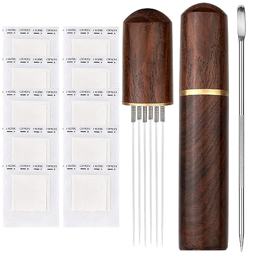 Wdt Tool Espresso Zubehör Barista Kaffee Siebträger Zubehör, Espresso Nadel, Coffee Distributor, Espresso Distributor, 6 Nadeln Kaffee Verteiler, mit Latte-Nadel und Laschen-Kaffeefilter (Dunkelbraun) von GOTFUN