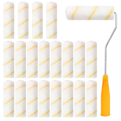 Malerrollen Set 20 Stück 15cm Universaler Farbwalze Profi Streichen Farbroller Malerwalzen mit Griff, Lackrolle für leicht lösemittelhaltige Lacke und Lacke auf Wasserbasis von GOTFUN