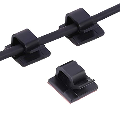 GOTH Perhk Mini Kabelhalter Selbstklebend, Schwarz Klein Kabelclips Selbstklebende Kabelklemmen für Haus Büro Auto Garten Kabel Management (50 Stück) von GOTH Perhk