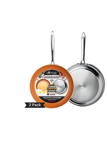 GOTHAM STEEL 2 Stück Edelstahl-Bratpfanne, antihaftbeschichtet, mit Diamantbeschichtung, Antihaft-Pfanne zum Kochen, Antihaft-Pfanne, Bratpfanne, antihaftbeschichtet, für Induktion, Backofen GOTHAM STEEL 2 Stück Edelstahl-Bratpfanne, antihaftbeschichtet, mit Diamantbeschichtung, Antihaft-Pfanne zum Kochen, Antihaft-Pfanne, Bratpfanne, antihaftbeschichtet, für Induktion, Backofen von GOTHAM STEEL