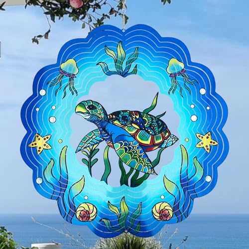 Windspiel für den Garten, 3D-Hängewindspiele, Meeresschildkröte Ornament 30 cm große kinetische Windskulptur aus Metall für Außen- und Innendekoration, Hofkunstdekoration von GOTOME