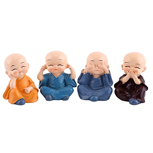 GOTOTOP 4 Mönche Figur Statue, niedliche kleine Mönche Statue, Reichtum, Glücksfigur, Zuhause, Baby, Buddha, Dekoration, Geschenk von GOTOTOP