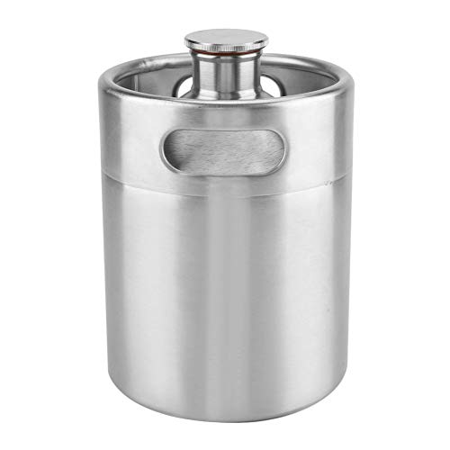 Bierfass, Mini Keg Style Growler Edelstahl Tragbares Bier Homebrew Fass mit Spiraldeckel und Doppelgriffen für das Camping-Picknick zu Hause(2L) Bierfass, Mini Keg Style Growler Edelstahl Tragbares Bier Homebrew Fass mit Spiraldeckel und Doppelgriffen für das Camping-Picknick zu Hause(2L) von GOTOTOP