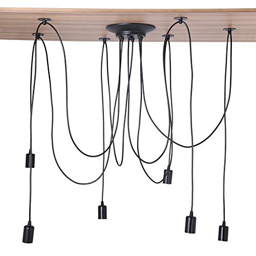 Deckenlampe Spinnen mit 6 Armen Sockel E27 Kabel Länge 2 m DIY Lampe Hängeleuchte Industrial Spinne AC 85-265 V von GOTOTOP