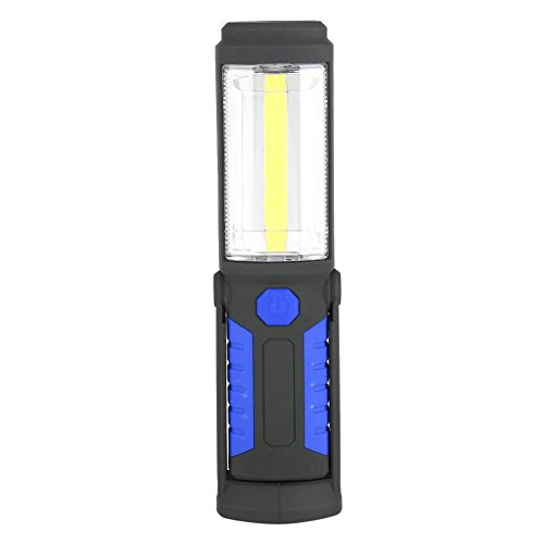 3W wiederaufladbare 2200mAh COB LED Taschenlampe, Camping Emergency Work Light mit Magnetständer und Drehhaken(Blau) von GOTOTOP
