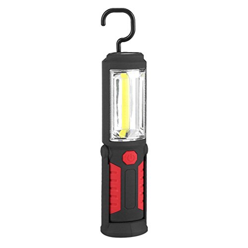 GOTOTOP 3W wiederaufladbare 2200mAh COB LED Taschenlampe, Camping Emergency Work Light mit Magnetständer und Drehhaken(rot) von GOTOTOP