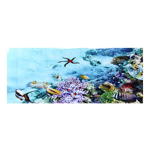 GOTOTOP Aquarium Poster, Korallen und kleine Fische Muster Aquarium Hintergrund Poster PVC Kleber Aufkleber Aquarium Tapete Dekoration(61 * 30cm) von GOTOTOP