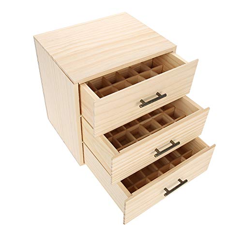 GOTOTOP Aufbewahrungsbox für ätherische Öle, aus Holz, 3 Etagen, 90 Slots, Kiste mit ätherischen Ölen, Wooden Box Organizer Essential Oil Aromatherapie Container von GOTOTOP
