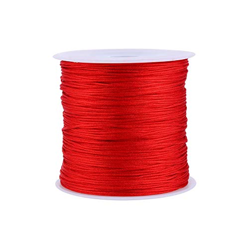 GOTOTOP Chinesische Knotenschnur 100M x 0,8 mm Nylon Red Rattail Makramee Shamballa Fadenschnur Schmuckherstellungswerkzeuge (2,4 x 2,4 x 2 Zoll) von GOTOTOP