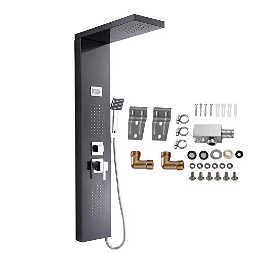 GOTOTOP Duschpaneel Säule Tower Edelstahl 304 Duschsystem mit 3 Wasserausgängen LCD Display Thermostat Wassersystem Modern Design von GOTOTOP