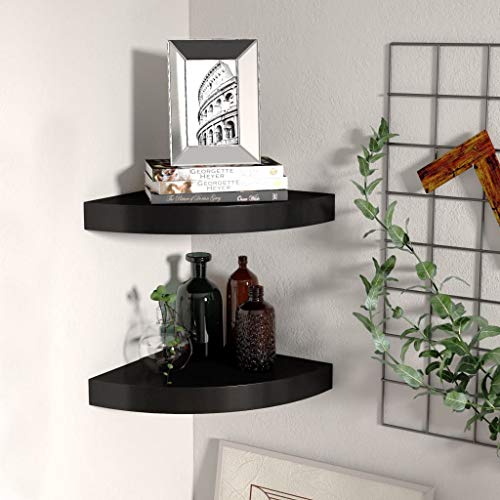 GOTOTOP Eckregal mit unsichtbarem Montagesystem, für Lautsprecher, Bücher, Dekorationen und Wohnzimmer, Schwarz, 25 x 25 x 3,8 cm, 2 Stück GOTOTOP Eckregal mit unsichtbarem Montagesystem, für Lautsprecher, Bücher, Dekorationen und Wohnzimmer, Schwarz, 25 x 25 x 3,8 cm, 2 Stück von GOTOTOP