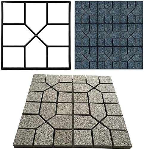 GOTOTOP Gärtner-Form, 39,9 x 39,9 cm, Heimwerker-Form, wiederverwendbar, Beton, Zementstein-Design, für Gehweg, Pflaster, Terrasse, Gehweg, Schwarz von GOTOTOP