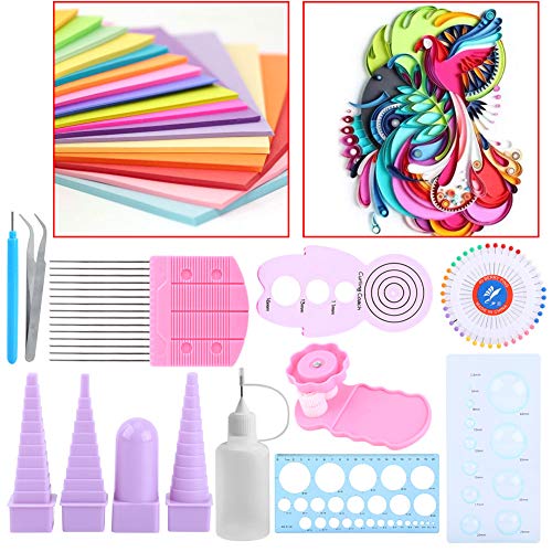 GOTOTOP Geschlitztes Quilling-Werkzeug, 11-in-1-Papier-Quilling-Werkzeug-Kit, DIY-Papierhandwerk, Crimper, Kamm, Lineal, Pins, Border Buddy-Set von GOTOTOP