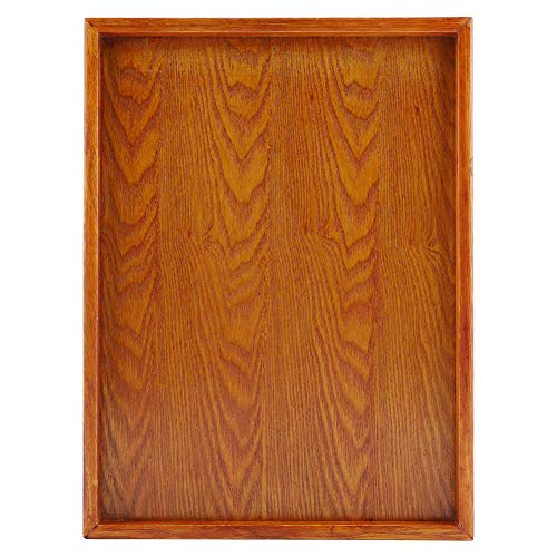 Hölzerne Serviertabletts, rechteckiges Geschirr Serviertablett Lebensmittel Obst Servierteller zum Frühstück/Tee/Platten(36 * 27cm) von GOTOTOP