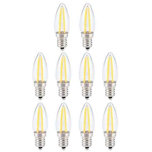 GOTOTOP LED Edison Glühbirne E12,10St LED Kerze Birne Antike Lampe 1,5 W Glühlampe Vintage Dimmbar Glass Fadenlampe Ersetzt E14-Produkten 230 V, 5,8x1,7 cm von GOTOTOP