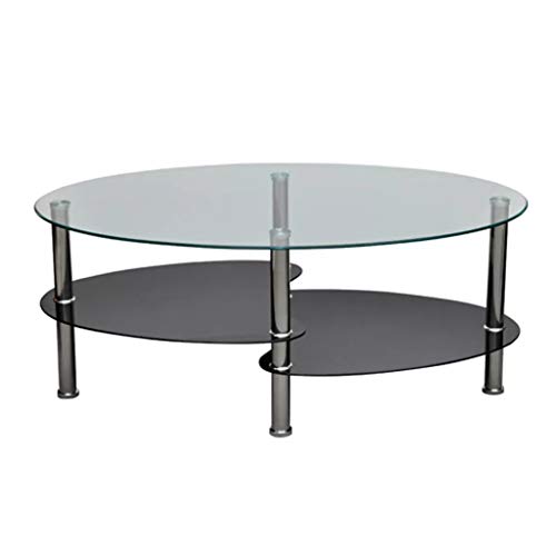 GOTOTOP Oval Couchtisch Moderner Stil Couchtisch 3 Ebenen Couchtisch für Zuhause, Wohnzimmer, Wohnzimmer 90 * 45 * 43 cm von GOTOTOP