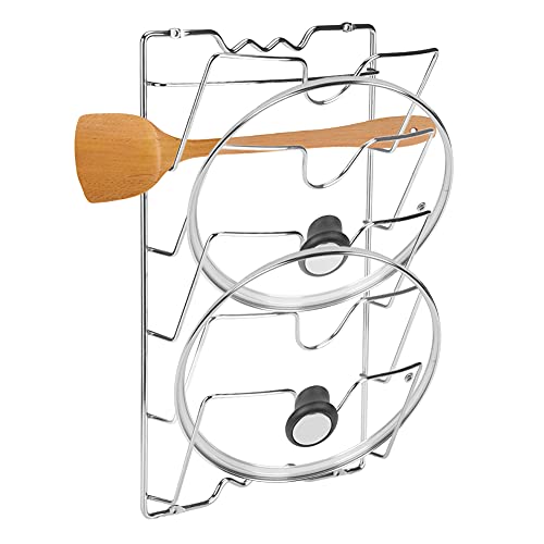 GOTOTOP Pfannendeckelhalter Hält 5 Deckel, Vertikaler Topfdeckelhalter Deckelhalter Pfannendeckelhalter Vertikaler Aufbewahrungshalter für Topfdeckel mit Chromoberfläche 43,4 x 27,8 x 9,7 cm von GOTOTOP