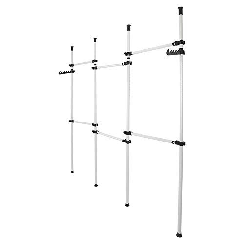 GOTOTOP Teleskop-Aufhänger Schrank, Teleskop-Regal Teleskop Garderoben System Kleiderstangen Kleiderschrank-KleiderständerStanding Stender Height Adjustable (4 Stangen + 6 Querstangen) von GOTOTOP