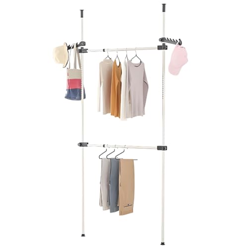 GOTOTOP Teleskop Garderoben System Kleiderstange Begehbarer Kleiderschrank Wandmontage Schranksystem, B (80-139cm) x H (281-329cm) (2 Querstangen) von GOTOTOP