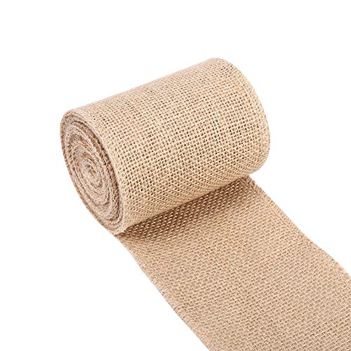 GOTOTOP Vintage Hessische Jute Tischläufer, Jute Sackleinen Rolle genäht Rand Hochzeit Tischdekoration für Weihnachten Hochzeitsfeier(10cm*5m) von GOTOTOP