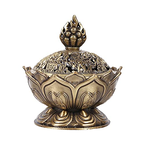 GOTOTOP Weihrauchbrenner Lotus Blumenform Vintage Backflow Rauchstab Kegelhalter Home Decoration Ornamente (2.71 X 2.76inch)(Bronze) von GOTOTOP