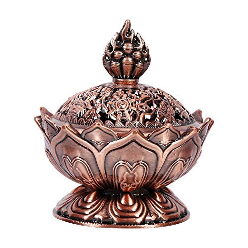 GOTOTOP Weihrauchbrenner Lotus Blumenform Vintage Backflow Rauchstab Kegelhalter Home Decoration Ornamente (2.71 X 2.76inch)(Rote Bronze) von GOTOTOP