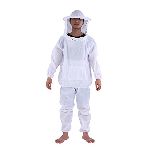 Gootop Imker-Kostüm, Bienenschutz, mit langen Handschuhen und Kappe aus Schleier, für Imker, Weiß von GOTOTOP