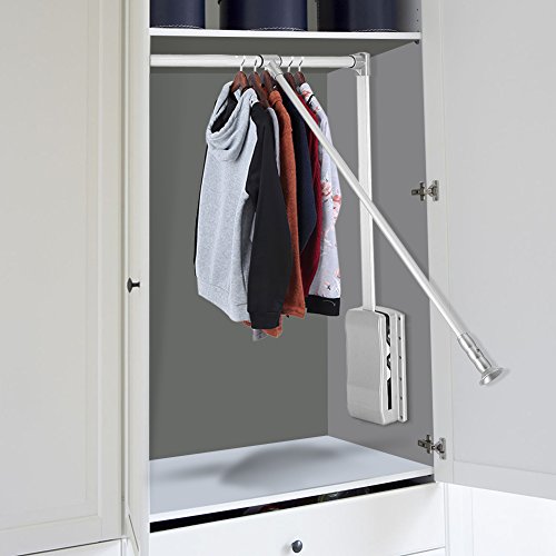 Klappbarer Ausziehbarer Kleiderlift, Garderoben Lift Wardrobelift Schrank verstellbar Kleiderstange 830-1150 mm für Garderobe, Schrank, Ankleidezimmer silber (830-1150) von GOTOTOP