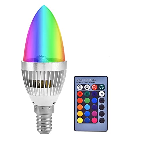 LED Birne Lampe, E14/E12 3W RGB LED Birne Fernbedienung Farbwechsel Kerze Glühbirne RGB Bühne Disco Party Lampe für Home Bar Party KTV Stimmung Ambiente Beleuchtung(E14 transparente Abdeckung) von GOTOTOP