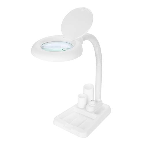GOTOTOP LED Lupe Tischlampe, 5X/10X Lupe Handwerksglas Schreibtischlampe mit 36 LED-Lichtern für Wartung, Lesen, Skulpturenbeleuchtung (weiß) von GOTOTOP