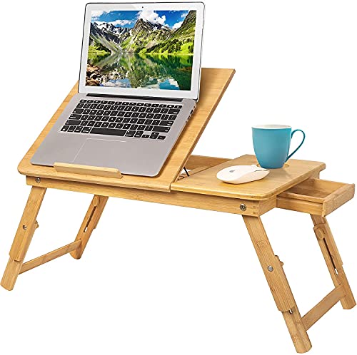 Laptop-Tisch für Bett, PC-Tablett, aus Bambus, tragbar, zusammenklappbar, aus Bambus, 30 x 50 x 20 cm (Stil 2) von GOTOTOP