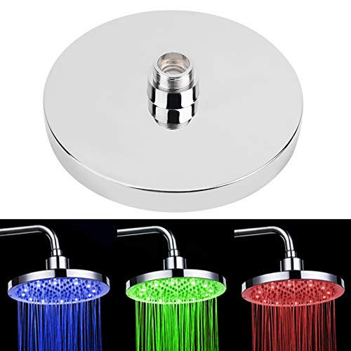 Rund Duschkopf Regendusche 8 Zoll Kopfbrause Regenduschkopf Brausekopf Duschkopf mit Drei Farben RGB LED Licht Regenbrause von GOTOTOP