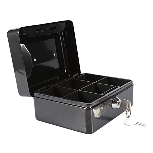 Sicherheitsbox mit Schlüssel Mini tragbarer Stahl Sicherheits-Safe Petty Lockable Cash Money Coin Haushalt (5,9 x 4,72 x 2,95 Zoll)(Schwarz) von GOTOTOP