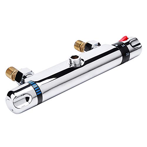 Thermostat Aufputz Wannenarmatur, 38℃ Wannenarmatur Thermostat Messing Duscharmatur mit Temperatureinstellung Brause 20～50℃ Wannenthermostat Badewannenarmatur aus Chrom von GOTOTOP