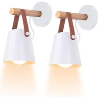 2er-Pack minimalistische Wandleuchten im Vintage-Stil für den Innenbereich, moderne E27-Wandlampe mit Metallschirm und Holzhalterung für 2er-Pack minimalistische Wandleuchten im Vintage-Stil für den Innenbereich, moderne E27-Wandlampe mit Metallschirm und Holzhalterung für von GOTRAYS