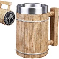 Gotrays - Bierkrug aus Holzfass – doppelwandiger Cocktailbecher aus Edelstahl Großer 600-ml-Wikingerbecher, umweltfreundlicher Edelstahlbecher mit von GOTRAYS